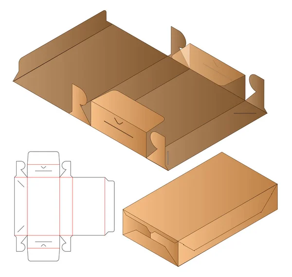 Caixa Embalagem Die Cut Template Design Mock — Vetor de Stock