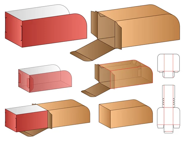 Caja Embalaje Morir Corte Plantilla Diseño Maqueta — Vector de stock