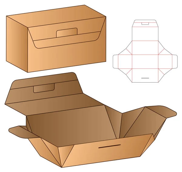 Box Pakkaus Die Cut Malli Suunnittelu Mallinnus — vektorikuva