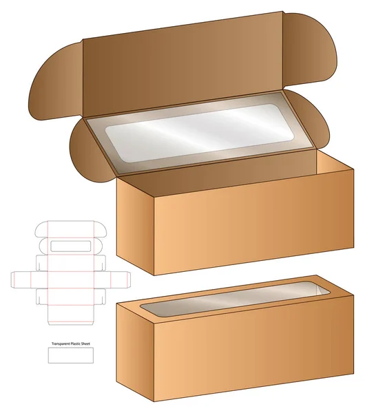 Caja Embalaje Morir Corte Plantilla Diseño Maqueta — Vector de stock