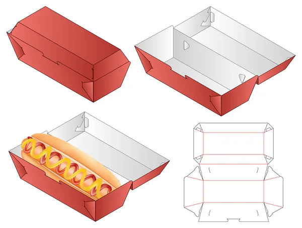 Caja Embalaje Morir Corte Plantilla Diseño Maqueta — Vector de stock