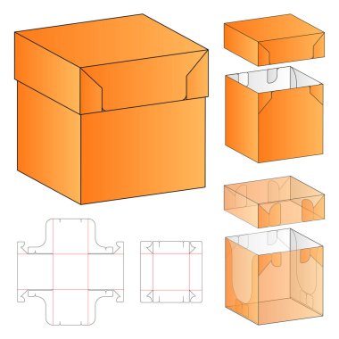 Lid ve Katlama Düzeni ile Yazdırılabilir Kağıt Kutusu Diline Şablonu