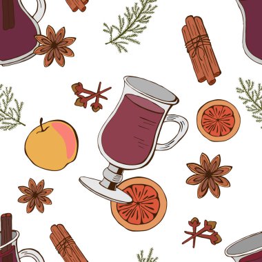 Mulled şarap sorunsuz vektör desen