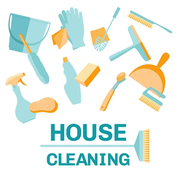 A set of house cleaning tools — Stock Vector
