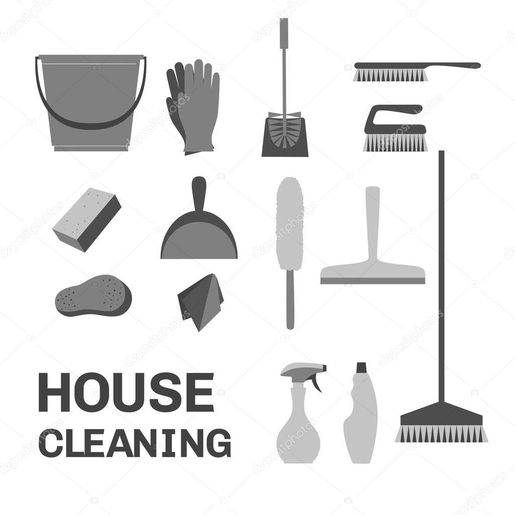 Black and white cleaning tools
