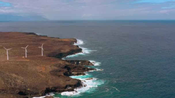 Vista Aérea Del Parque Eólico Costa Atlántica Tenerife — Vídeo de stock