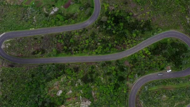 Luftaufnahme Der Bergstraße Ländlichen Nationalpark Anaga Auf Teneriffa — Stockvideo