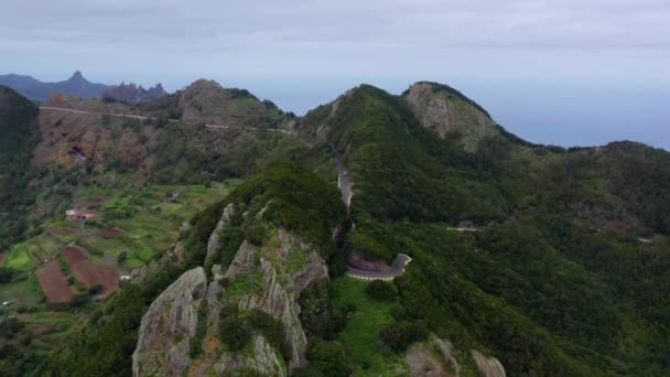 Luchtfoto Van Landelijke Anaga Nationaal Park Tenerife — Stockvideo