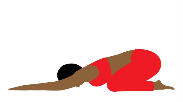 Kvinna Gör Motion Yoga Pose Röda Sportkläder Isolerad Vit Bakgrund — Stockfoto