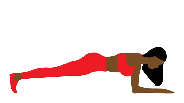 Donna Che Esercizio Yoga Posa Rosso Abbigliamento Sportivo Isolato Sfondo — Foto Stock