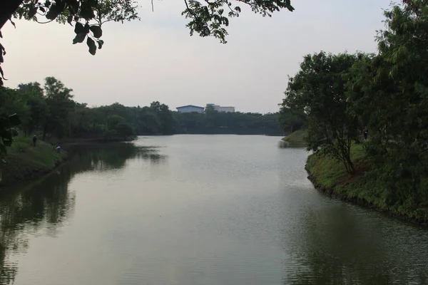 Lago Artificial Para Manter Água Jacarta Lake Para Evitar Inundações — Fotografia de Stock