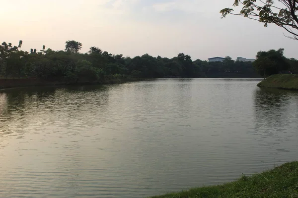 Kunstmatig Meer Water Vast Houden Jakarta Lake Overstromingen Oost Jakarta — Stockfoto