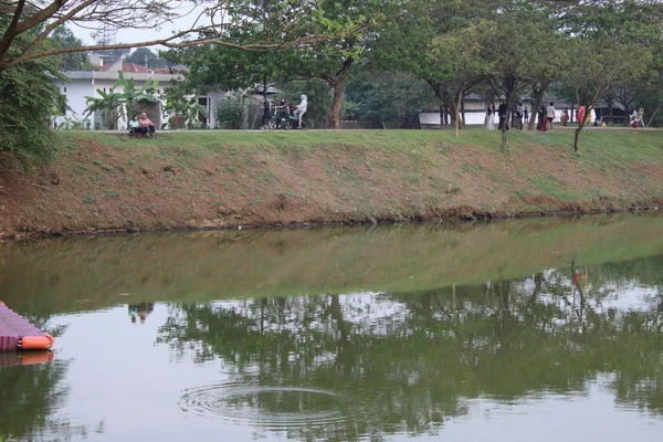 Konstgjord Sjö För Att Hålla Vatten Jakarta Lake För Att — Stockfoto