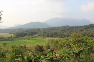 Batı Java 'daki dağların tepesinden manzara.
