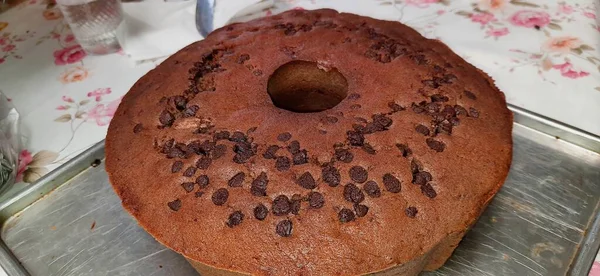 Torta Cioccolato Chiffon Torta Caffè Chiffon Una Torta Molto Leggera — Foto Stock