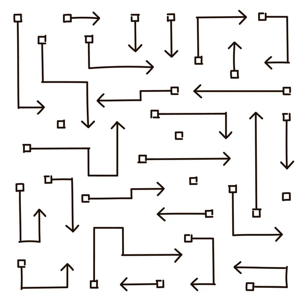 Geometrische Vectorpijlen Handgetekende Pijlen Krabbelende Pijlen Rechte Hoekpijlen Stockillustratie