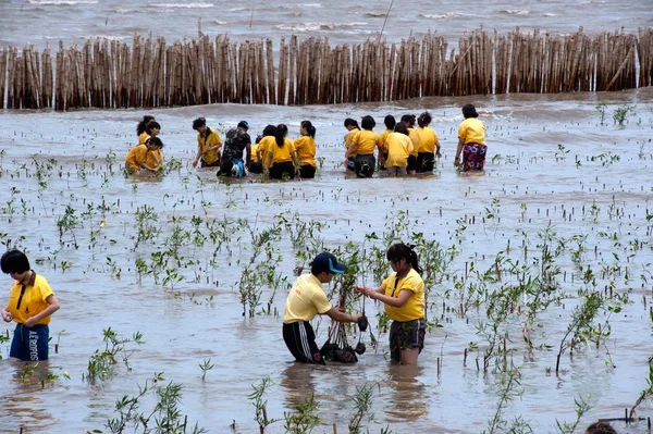 Samut Prakan Thaiföld Július 2012 Thai Diákok Önkéntesek Csatlakozzon Együtt — Stock Fotó