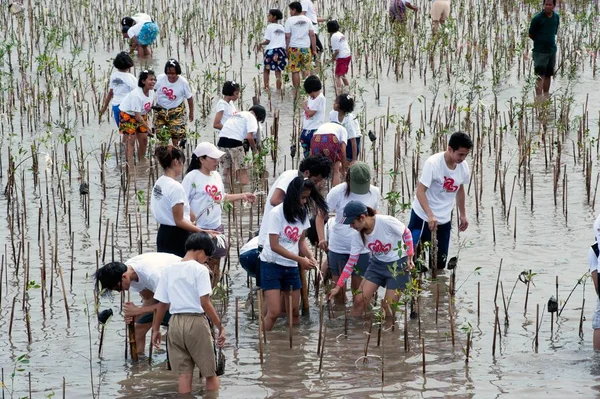 Samut Prakan Tailandia Julio 2012 Voluntarios Tailandeses Identificados Toda Parte — Foto de Stock