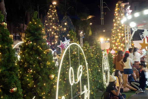 Bangkok Thailand November 2018 Light Decorate Beautiful Christmas Tree Celebration — Stock Photo, Image