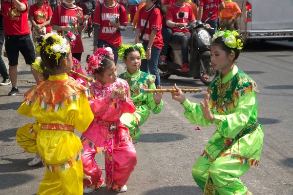 Nakorn Саван Таїланд Лютого 2019 Невідомі Дівчата Шоу Танці Парад — стокове фото
