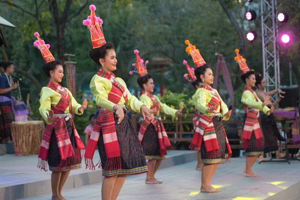 泰国曼谷 2019年1月26日 不明身份的舞蹈演员是东北传统的泰国舞蹈 参加者参加2019年1月26日在泰国首都鲁比尼公园举行的泰国旅游节庆祝活动 — 图库照片