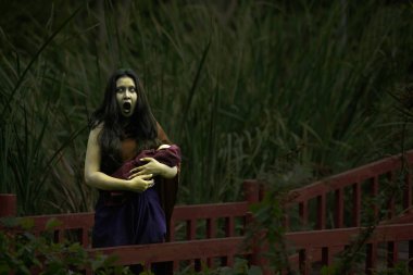 Tarih görünür geleneksel kostüm Antik Tay hayalet. Tay geleneksel stil elbise teklik, tipik Tay elbise giyen kadın, Hayalet, Cadılar Bayramı kadın ve şeytan kadın kavramı. 