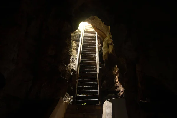 Ancient Staircase Made Wood Khao Luang Cave Petchaburi Province Middle — Stock Photo, Image