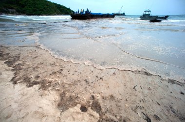 Kumsaldaki siyah yağ izleri çevreye zararlıdır..