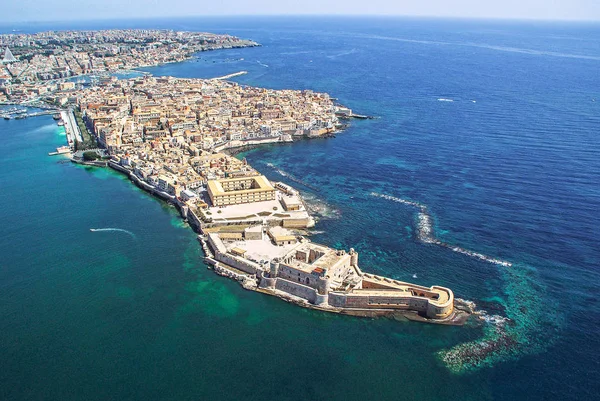 Coastline Town Syracuse Sicily Old Ortigia Island — Stock Photo, Image