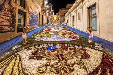 Noto, Sicilya/İtalya - 20 Mayıs 2019: Noto Çiçek Festivali
