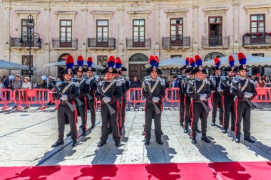 Syracuse Sicilya/ İtalya -05 Haziran 2019: Carabinieri Geçit Töreni 
