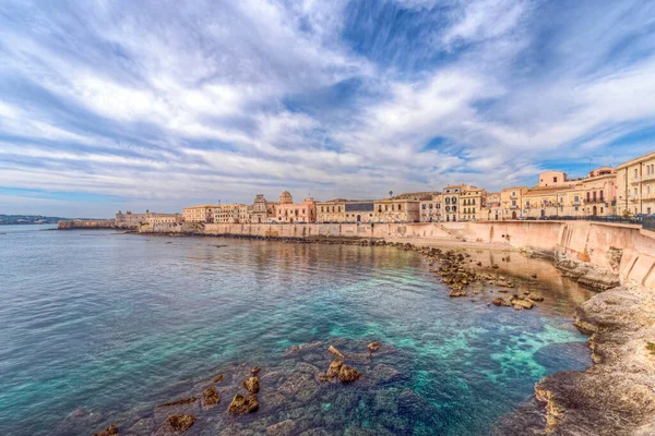 Die Atemberaubende Landschaft Der Strandpromenade Von Ortigia Syrakus Sizilien — Stockfoto