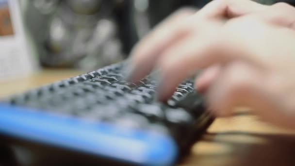 Žena píše na klávesnici počítače — Stock video