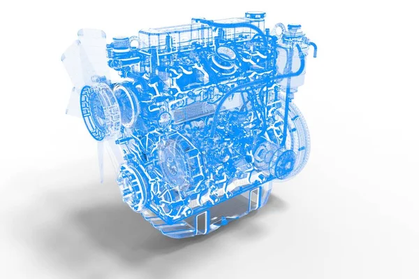 Render Car Engine Representing Engine Car Development — Stock Photo, Image