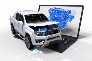 Otomotiv alanında bilgisayar destekli tasarım / Bilgisayar destekli tasarımı temsil eden 3B görüntüleme