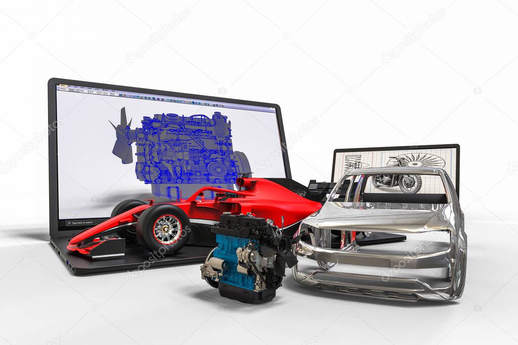3D render image representing computer aided design / Computer aided Design in automotive