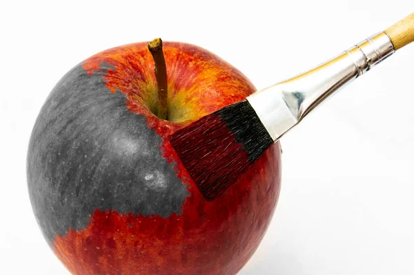 Painting Apple Grey Colorful Stock Photo