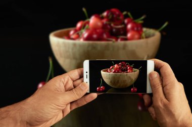 Siyah kirazlı yeşil bahar kırmızı kirazları