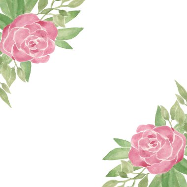 Kartların süslemesi için çiçek çerçevesi ve düğün, yıldönümü veya diğer tatiller için selamlar.