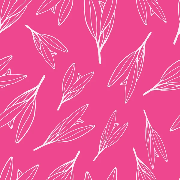Nahtloses Muster aus Blättern des Olivenbaums. Handgemachtes Vektormuster für Tapeten, Textilien, Kosmetikdesign, italienische Küche — Stockvektor