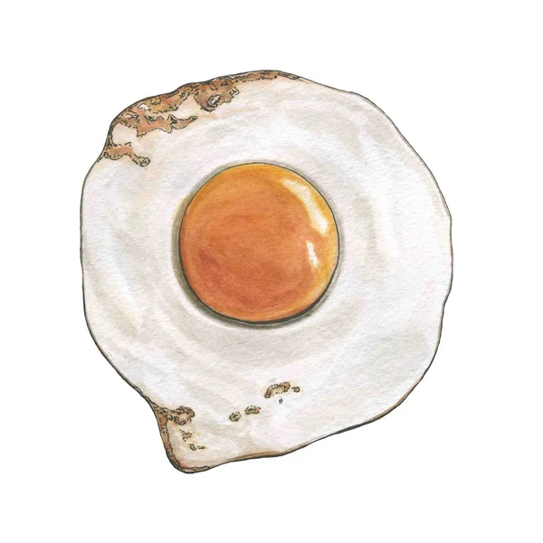Aquarela ovo frito única ilustração pintados à mão — Fotografia de Stock