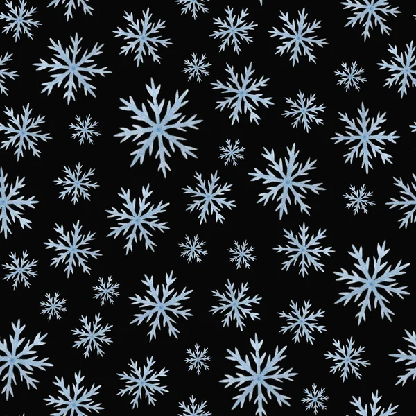 Padrão sem costura de Natal com snowflakes.watercolor padrão de inverno para fundos, cartões postais, tecidos, papel de embalagem — Fotografia de Stock