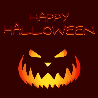 Mutlu Cadılar Bayramı kartpostalları. Cadılar Bayramı karşılaması koyu kahverengi arka planda ürkütücü balkabağı sırıtışıyla.