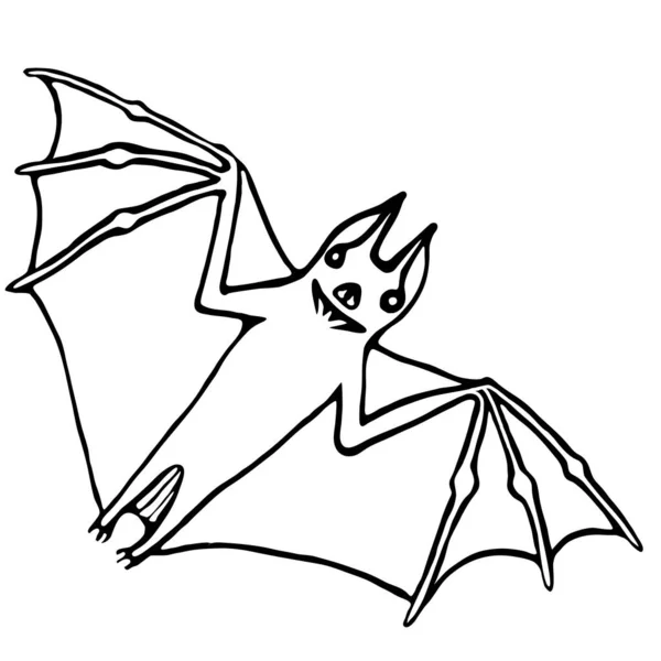 Sílhueta de morcego de Halloween. Morcego voador simples em um fundo branco. — Vetor de Stock