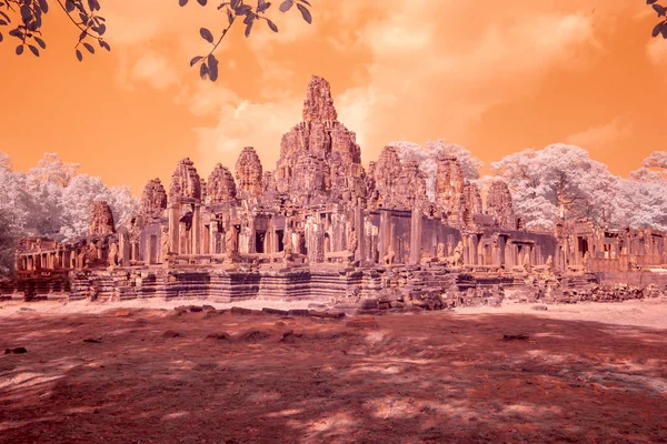 Bayon Temple in Angkor Tom in infrared