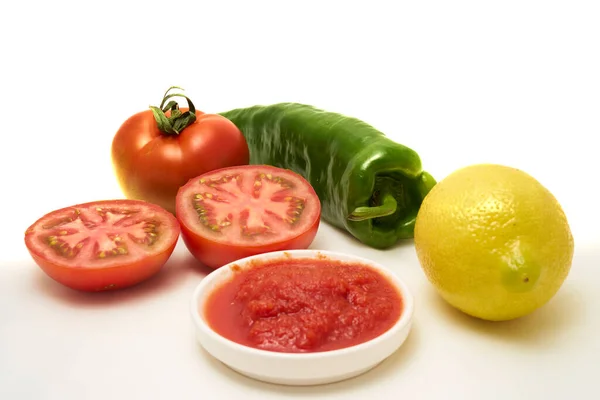 Surtido Frutas Verduras Fondo Suave Tomate Abierto Tomate Entero Tomate — Foto de Stock