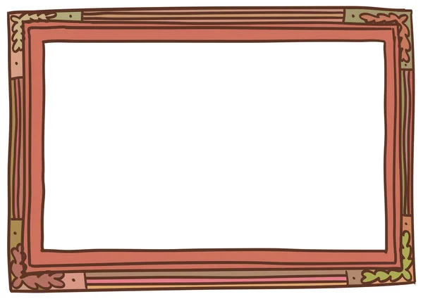 Деревянная Рамка Стиле Каракулей Линейное Искусство Детский Рисунок Можно Использовать — стоковый вектор