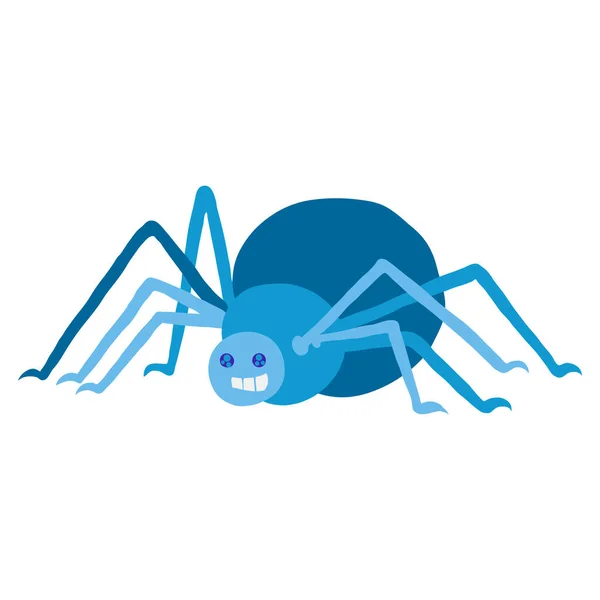 Πολύχρωμη Διανυσματική Απεικόνιση Ενός Χαριτωμένο Αστείο Καρτούν Λίπος Μπλε Αράχνη — Διανυσματικό Αρχείο