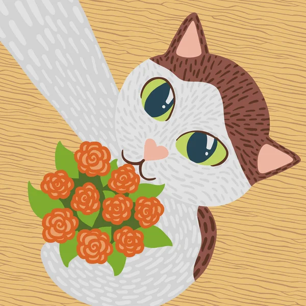 Vector Cartoon Selfie Von Süßen Lustigen Weißen Und Braunen Katzen — Stockvektor