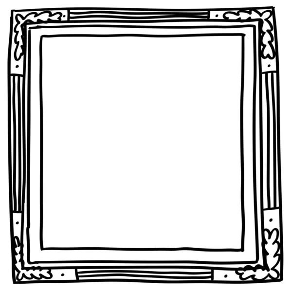手描きの黒インクドアスタイルの画像フレーム 子供っぽい絵 カード ポスター ウェブコンテンツ バナー ソーシャルメディアに使用できます 正方形 — ストックベクタ